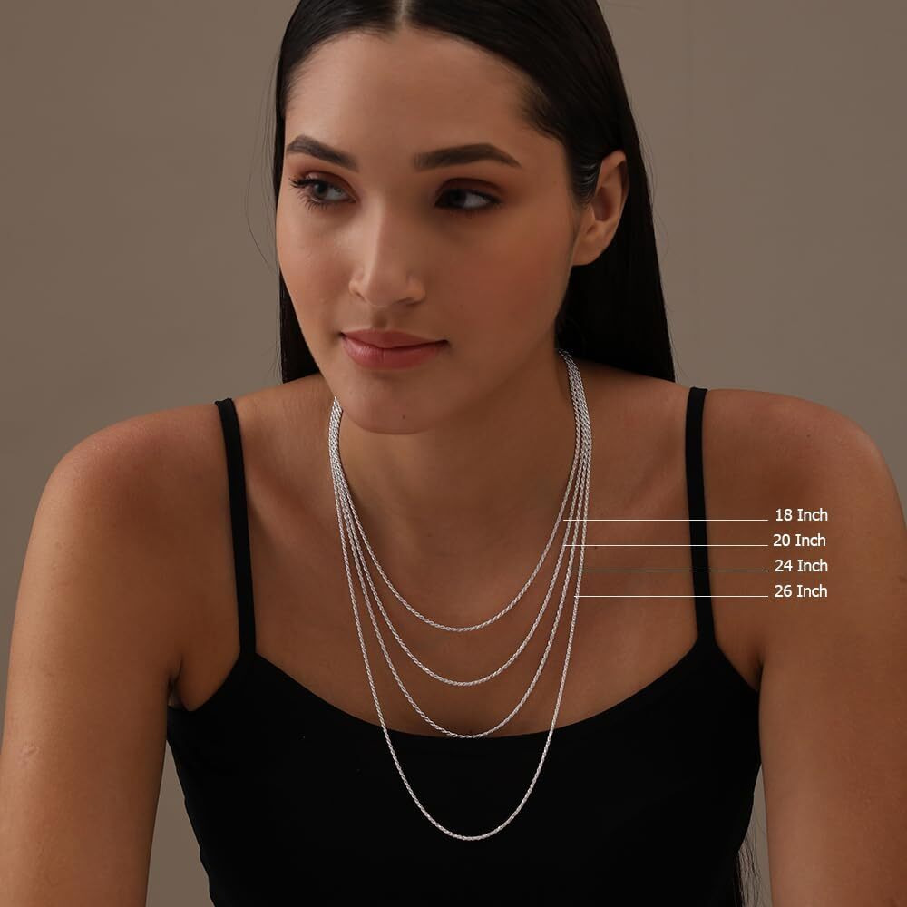 Amazon Brand - Nora Nico 925 Sterling Silver BIS Hallmarked Italian Diamond-Cut Braided Rope Chain Necklace 20 Inches for Women