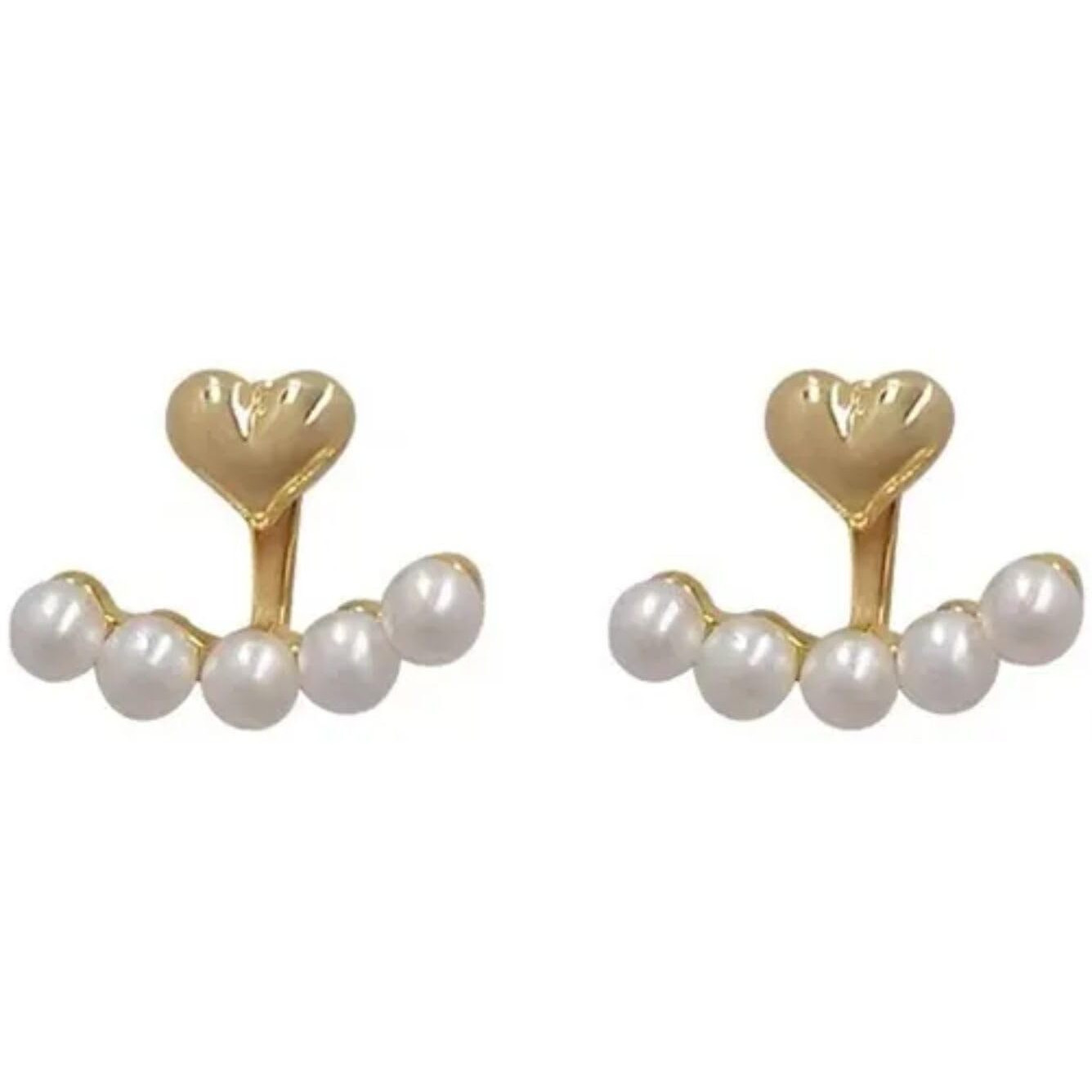 BLACKBOX Gold Plated Alloy Love Heart Pearl Stud korean Earrings For Women & Girls | Stylish & Fashionable Earing|Accessories Jewellery for Women|Best Gift for Birthday, Anniversary & Wedding