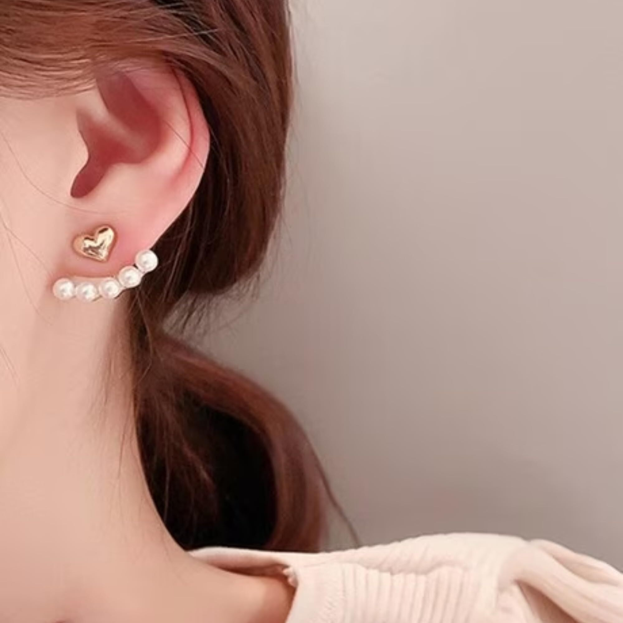 BLACKBOX Gold Plated Alloy Love Heart Pearl Stud korean Earrings For Women & Girls | Stylish & Fashionable Earing|Accessories Jewellery for Women|Best Gift for Birthday, Anniversary & Wedding