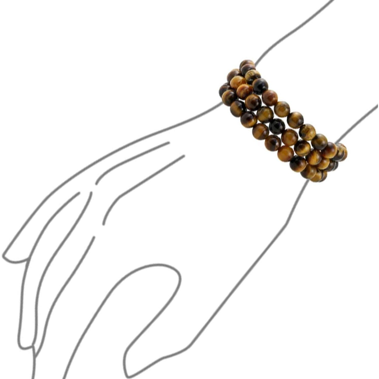 Young & Forever Gift Dvine Spiritual Natural Semi-Precious Tiger Eye Reiki Bracelet for Men and Women Set of 3