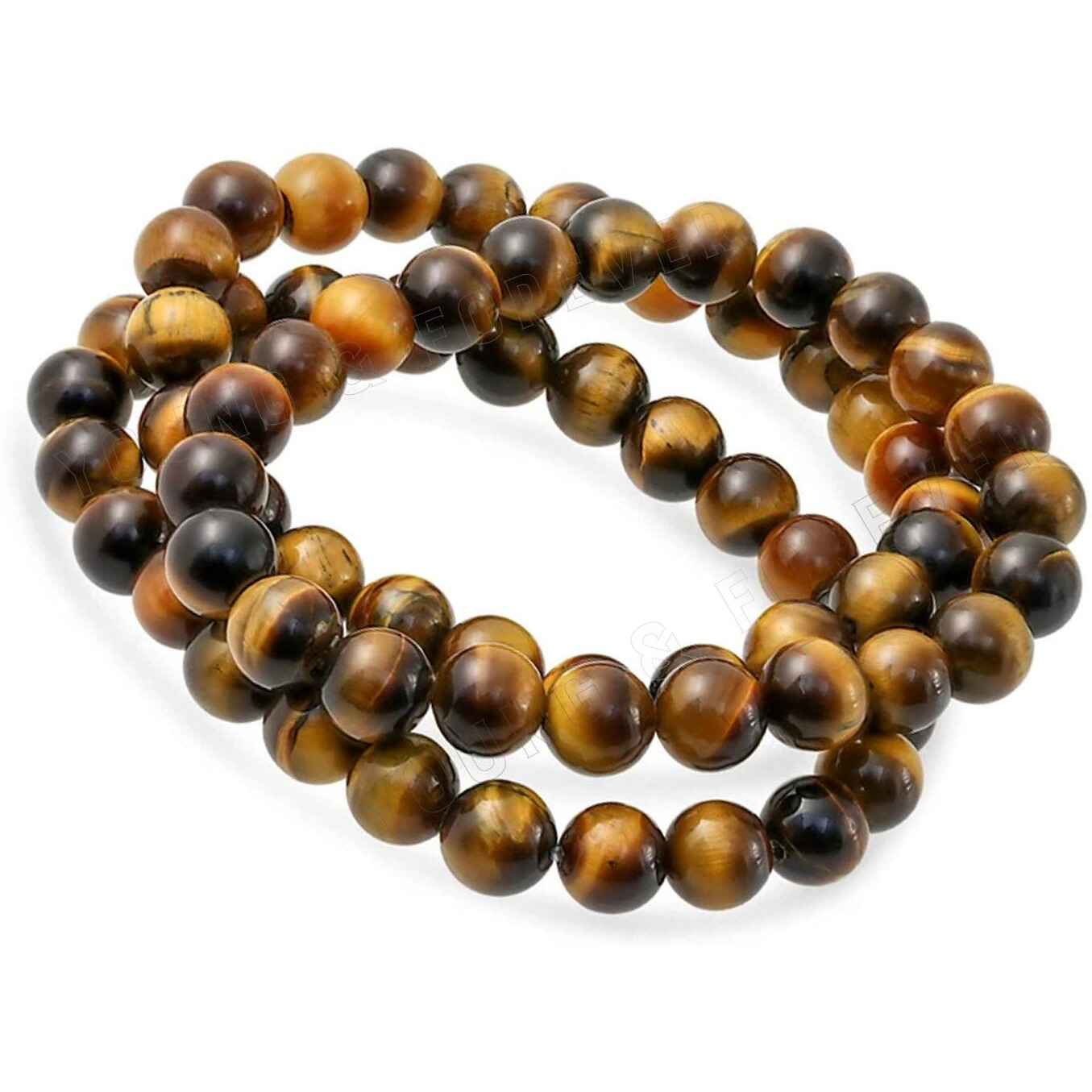 Young & Forever Gift Dvine Spiritual Natural Semi-Precious Tiger Eye Reiki Bracelet for Men and Women Set of 3