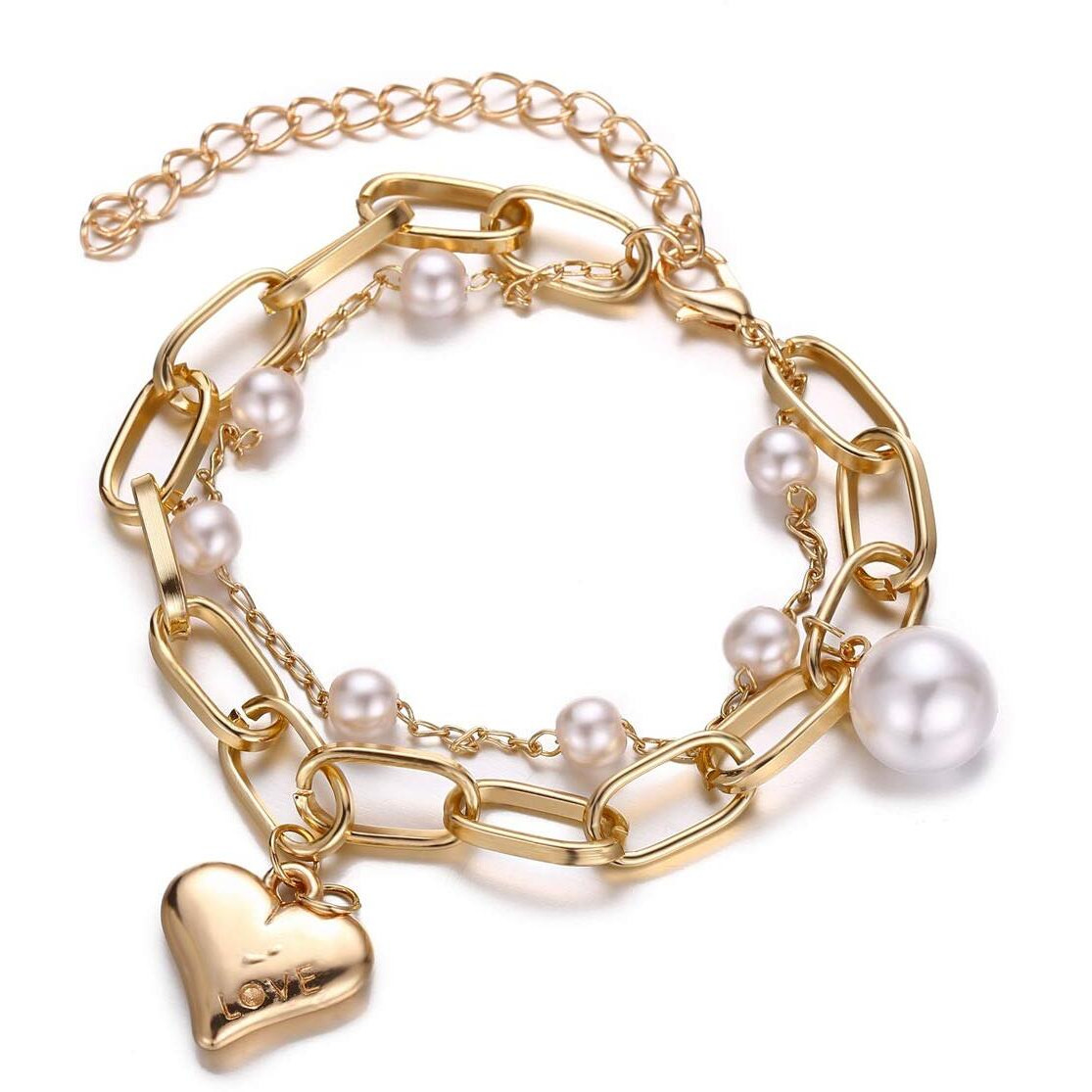 Shining Diva Fashion Latest Stylish Gold Plated Charm Bracelet for Women and Girls (14531b)
