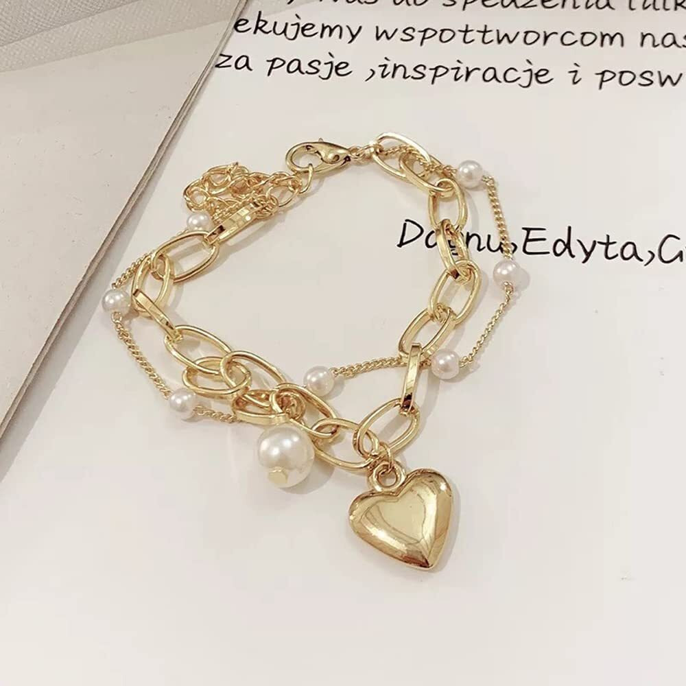 Shining Diva Fashion Latest Stylish Gold Plated Charm Bracelet for Women and Girls (14531b)