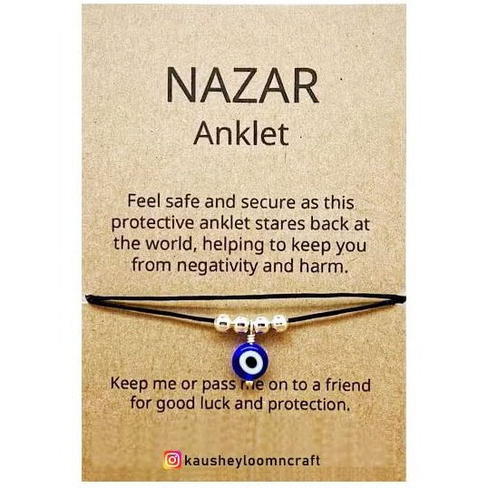 Kaushey loom & craft Evil Eye Adjustable Anklet Bracelet Black Braided Foot Chain for Women and Girls, Free size black thread anklet(Pack of 1)