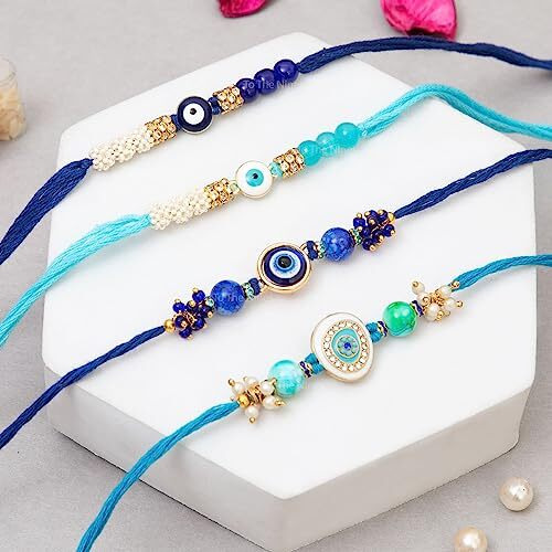 To The Nines Rakhi for Brother with Tilak Material & Greeting Card - Pack of 4 Rakhi