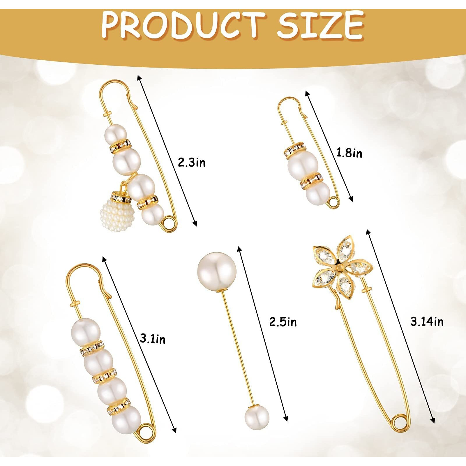 SANNIDHI 15 Pcs Brooch Pin for Women Pearl Safety Pins Anti-Exposure Pearl Flower Saree Pins Jewerelly Accessories Saree Pin for Hijab Shawl Scarf Dress Clothes