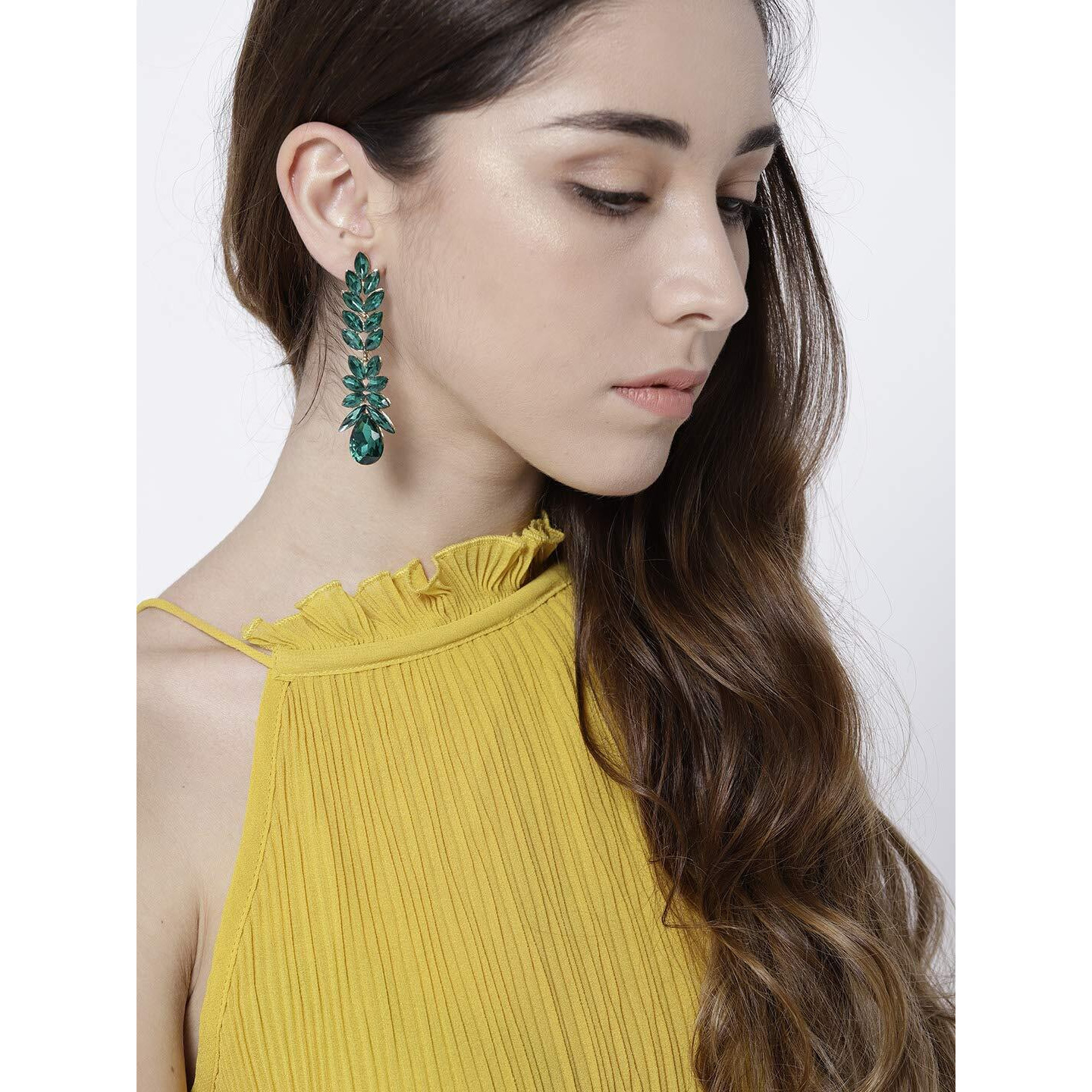 YouBella Jewellery Valentine Collection Earings Crystal Earrings for Girls and Women (Green)