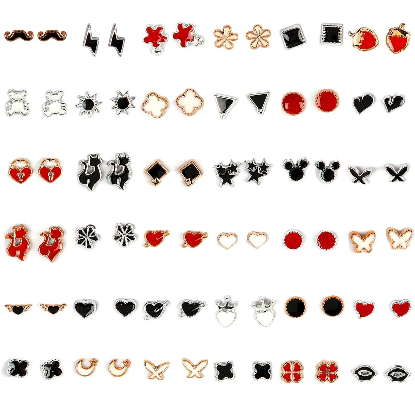 Shining Diva Fashion Stylish Non Precious Base Metal Multicolour Heart Box Earrings for Women - Combo 36 Pairs Set (rrsd12019er)