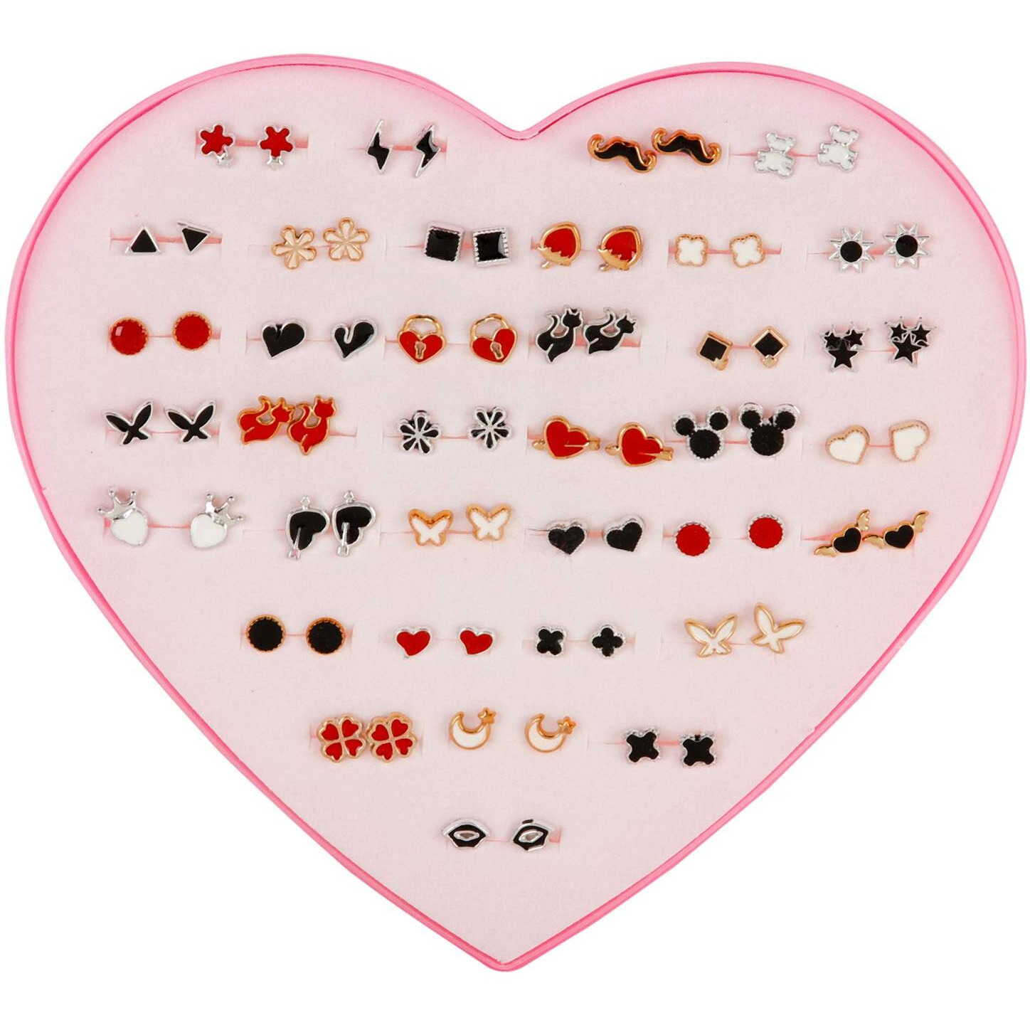 Shining Diva Fashion Stylish Non Precious Base Metal Multicolour Heart Box Earrings for Women - Combo 36 Pairs Set (rrsd12019er)
