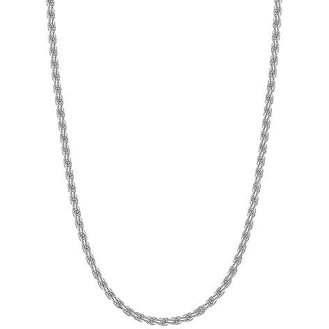Amazon Brand - Nora Nico Womens 925 Sterling Silver BIS Hallmarked Italian Diamond-Cut Braided Rope Chain Necklace 18 Inches