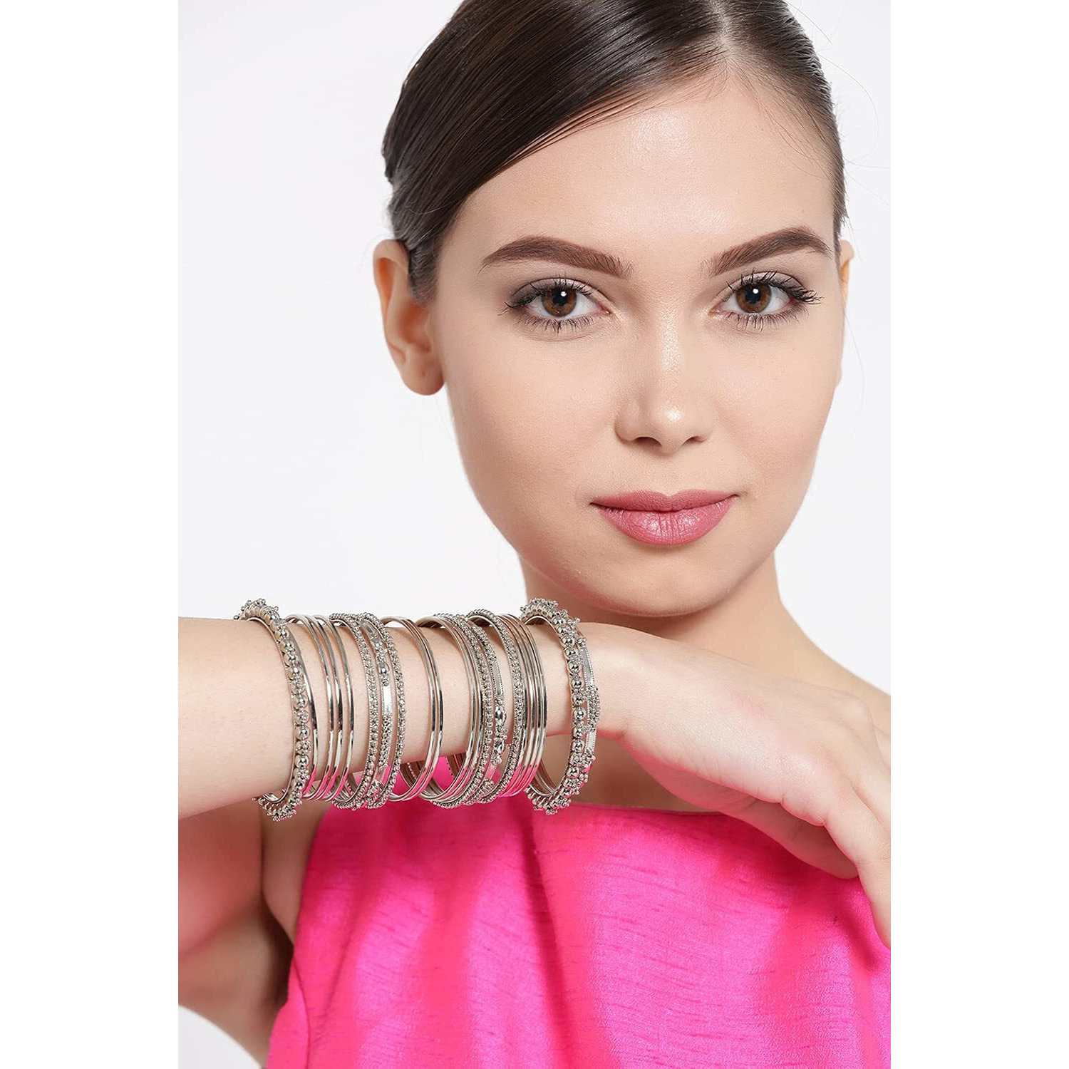 YouBella Antique Look Jewellery Silver Plated Traditional Bracelet Bangles for Women (2.6)
