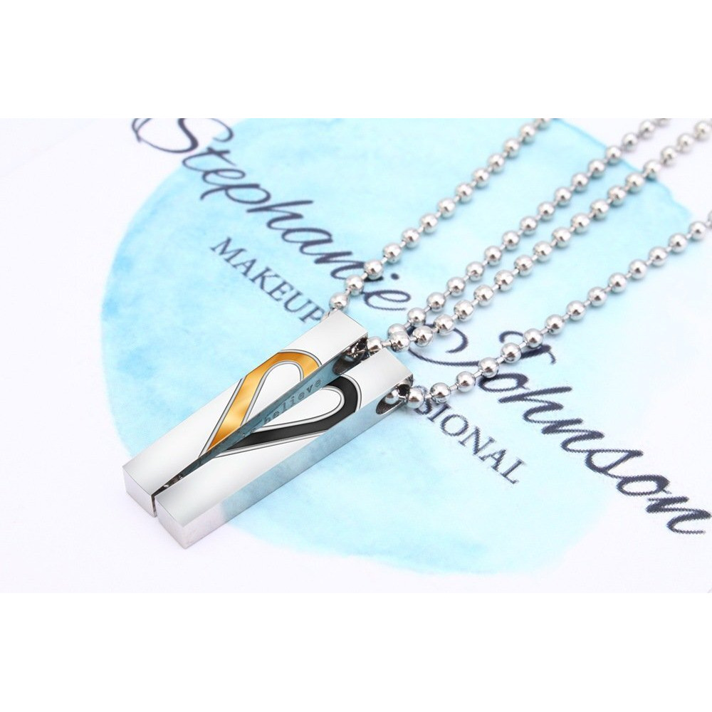 Yellow Chimes Pendant for Girls and Boys Couple Necklace Gifts Couple Pendant | Valentine Special Real Love Engraved Heart Formation Couple Pendants Locket for Couples | Gift for Girlfriend | Couple gifts