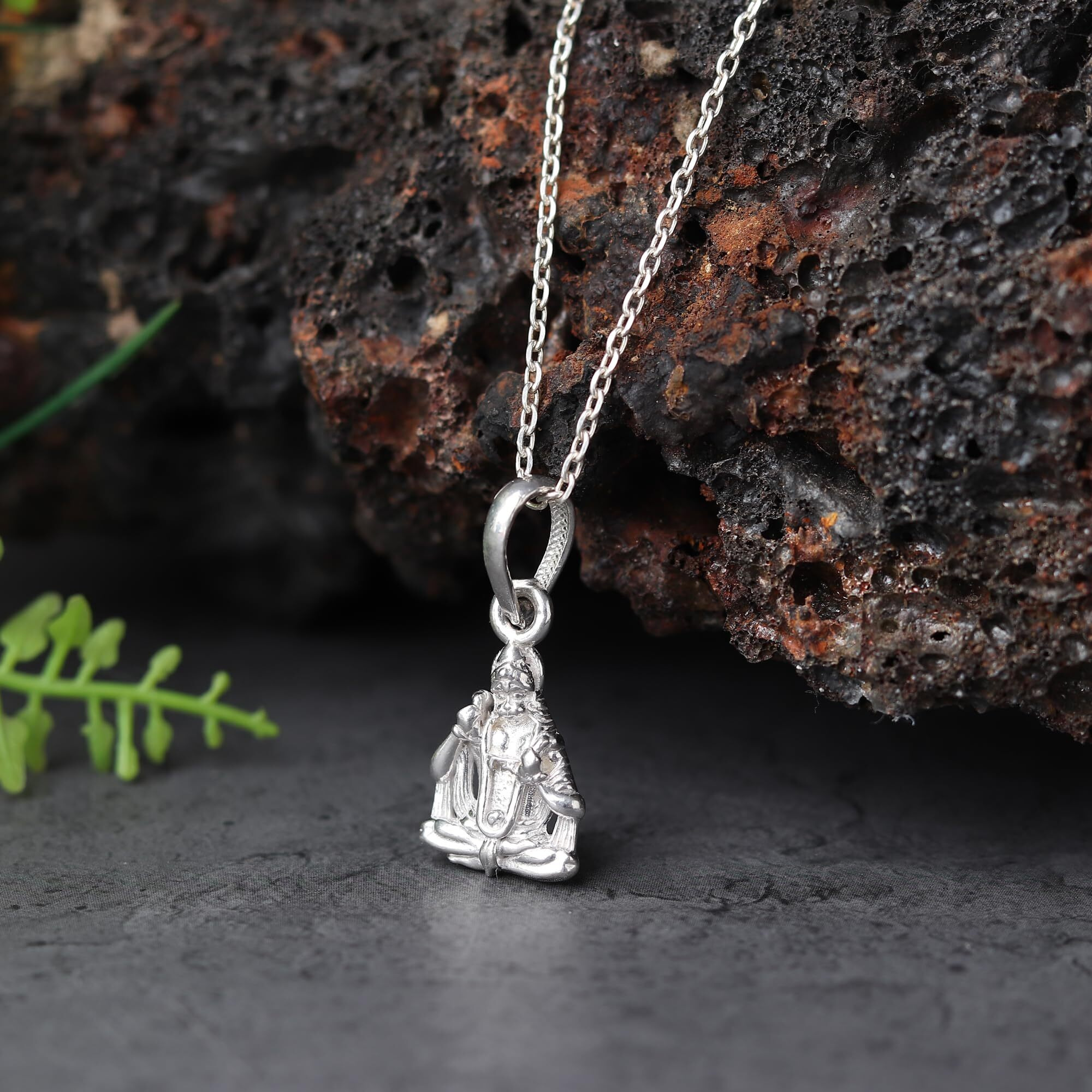 Akshat Sapphire Sterling Silver (92.5% purity) God Hanuman Pendant for Men & Women Pure Silver Lord Bajrang Bali Locket for Good Health & Wealth