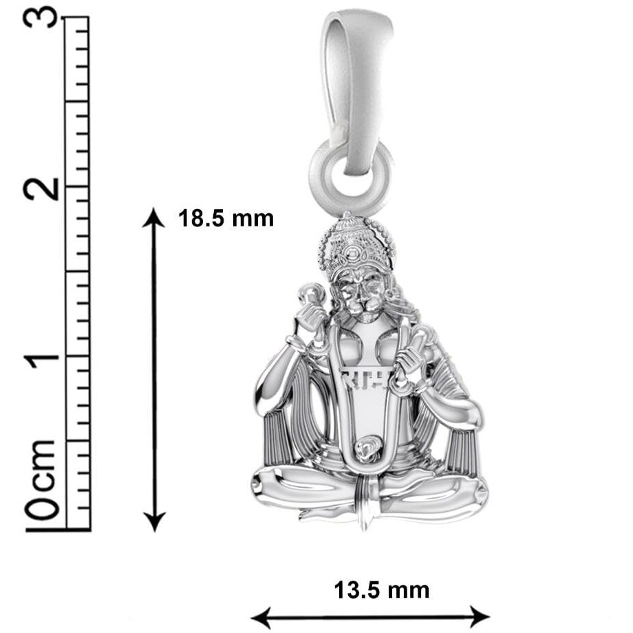Akshat Sapphire Sterling Silver (92.5% purity) God Hanuman Pendant for Men & Women Pure Silver Lord Bajrang Bali Locket for Good Health & Wealth