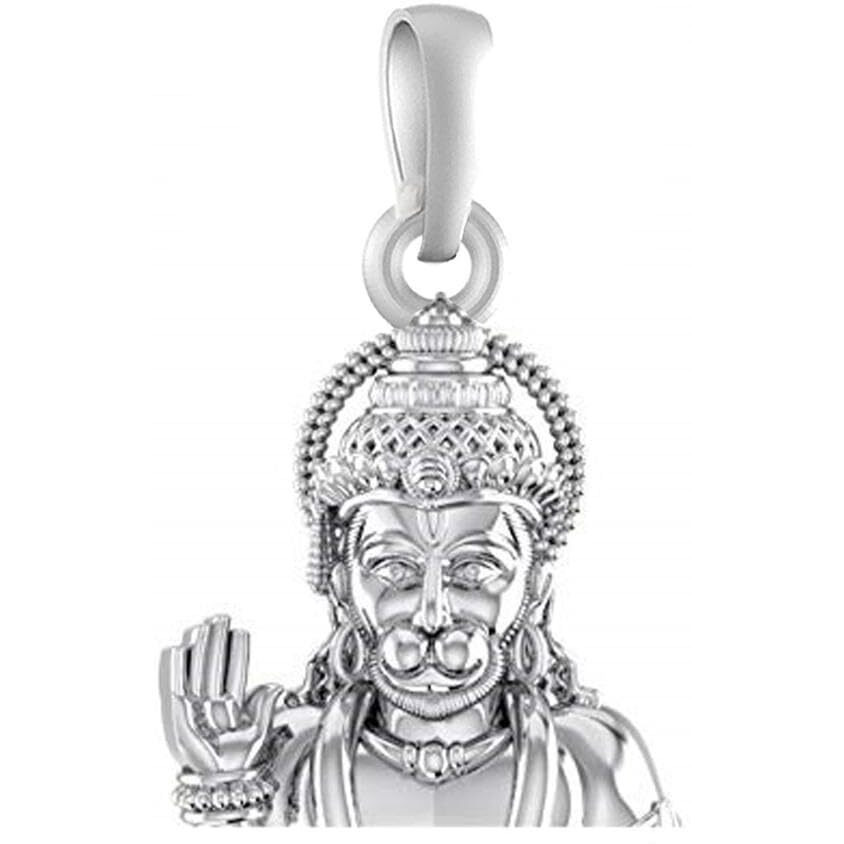 AKSHAT SAPPHIRE Sterling Silver (92.5% purity) God Hanuman Pendant for Men & Women Pure Silver Lord Bajrang Bali Locket for Good Health & Wealth (Sankat Mochan Pendant)