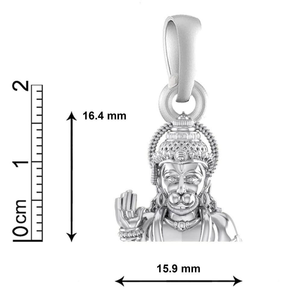 AKSHAT SAPPHIRE Sterling Silver (92.5% purity) God Hanuman Pendant for Men & Women Pure Silver Lord Bajrang Bali Locket for Good Health & Wealth (Sankat Mochan Pendant)