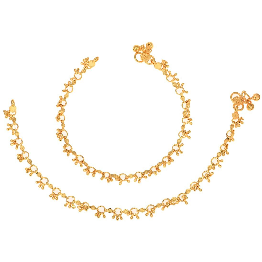 AanyaCentric Alloy Anklet for Women & Girls (Gold Plated/2 Pairs)