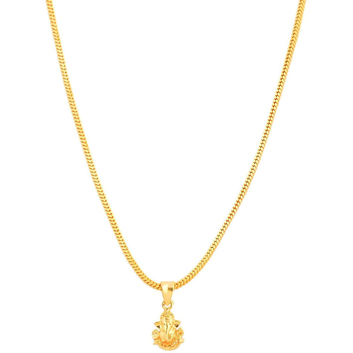 Handicraft Kottage 1 gm Micro Gold plated Stylesh Modern Brass Chain Pendant locket Necklace for Men,women and kids Ganesh ganapti ganpati bappa