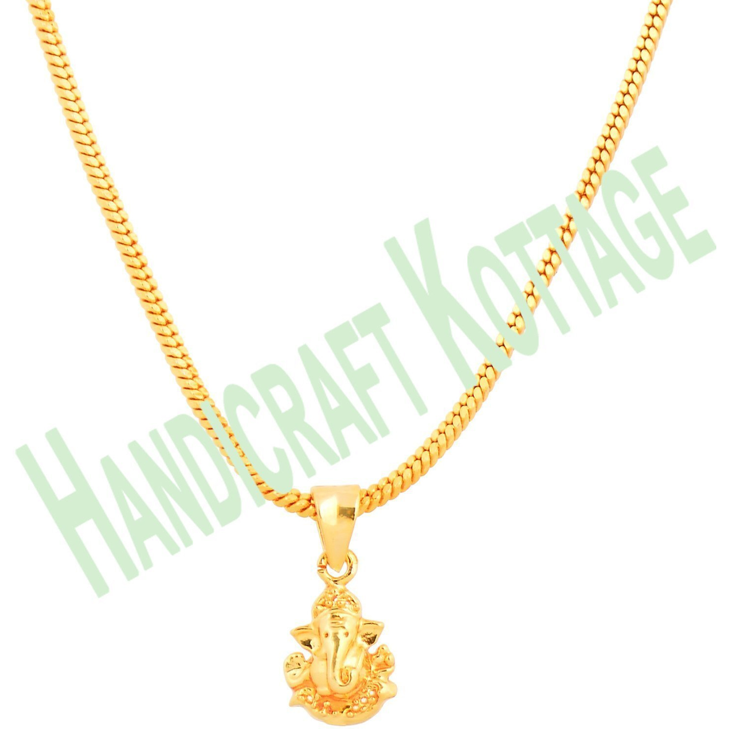 Handicraft Kottage 1 gm Micro Gold plated Stylesh Modern Brass Chain Pendant locket Necklace for Men,women and kids Ganesh ganapti ganpati bappa