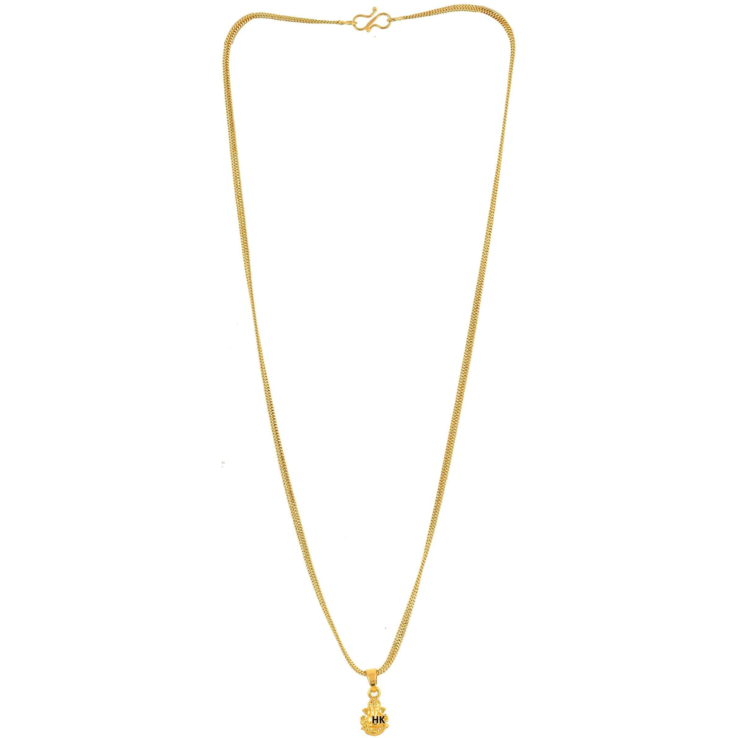 Handicraft Kottage 1 gm Micro Gold plated Stylesh Modern Brass Chain Pendant locket Necklace for Men,women and kids Ganesh ganapti ganpati bappa