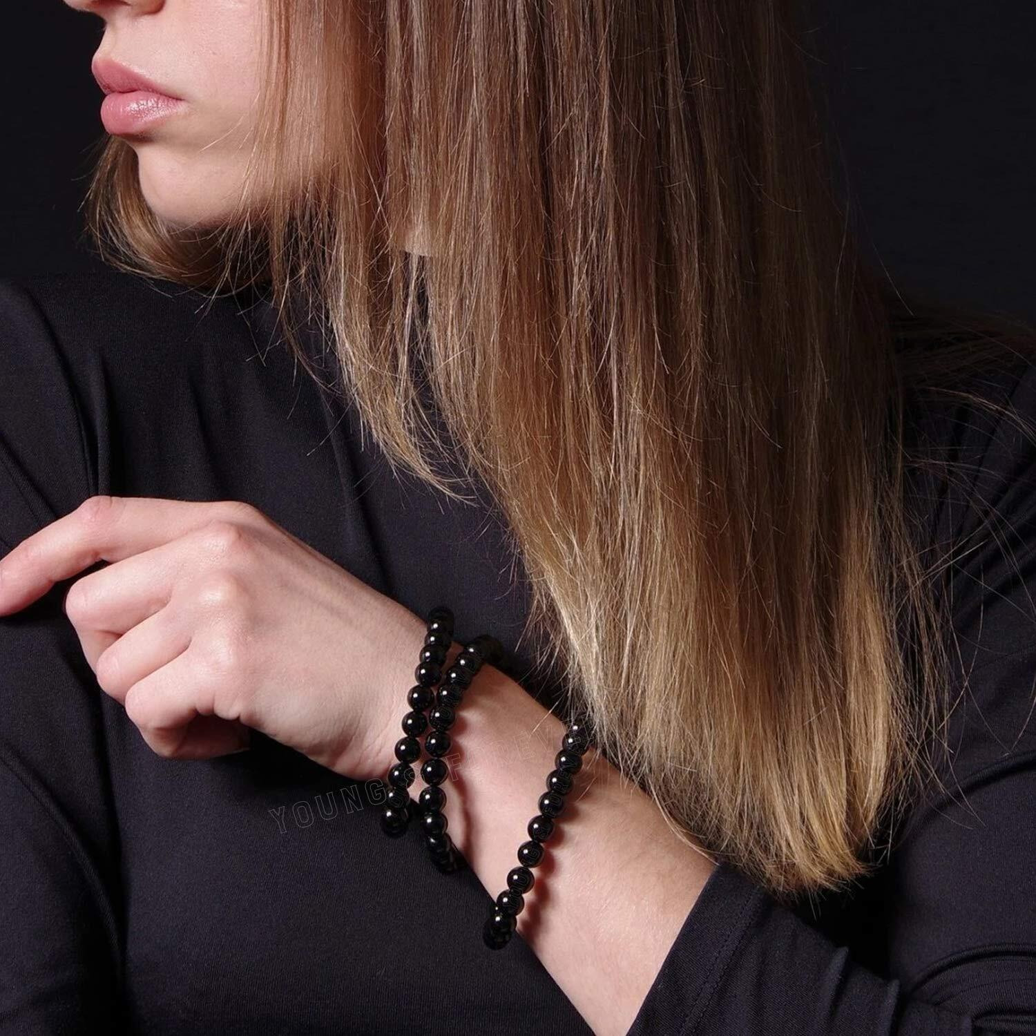 Young & Forever Gift Natural Gemstones Onyx Reiki Crystal Semi Precious Crystal Beads Combo Layered Bracelets For Mens And Womens