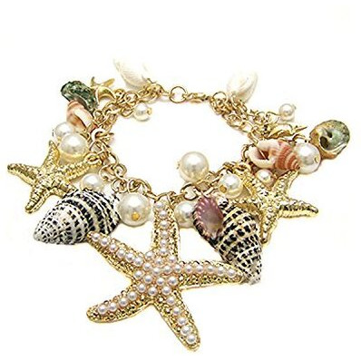 Shining Diva Fashion Pearl Star Trendy Stylish Charm Bracelet for Girls(Multi-Colour)(6276b)