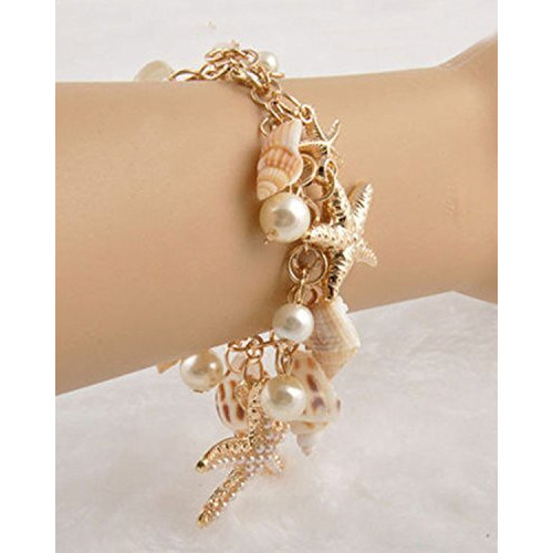 Shining Diva Fashion Pearl Star Trendy Stylish Charm Bracelet for Girls(Multi-Colour)(6276b)