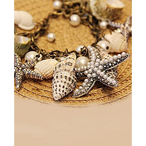 Shining Diva Fashion Pearl Star Trendy Stylish Charm Bracelet for Girls(Multi-Colour)(6276b)