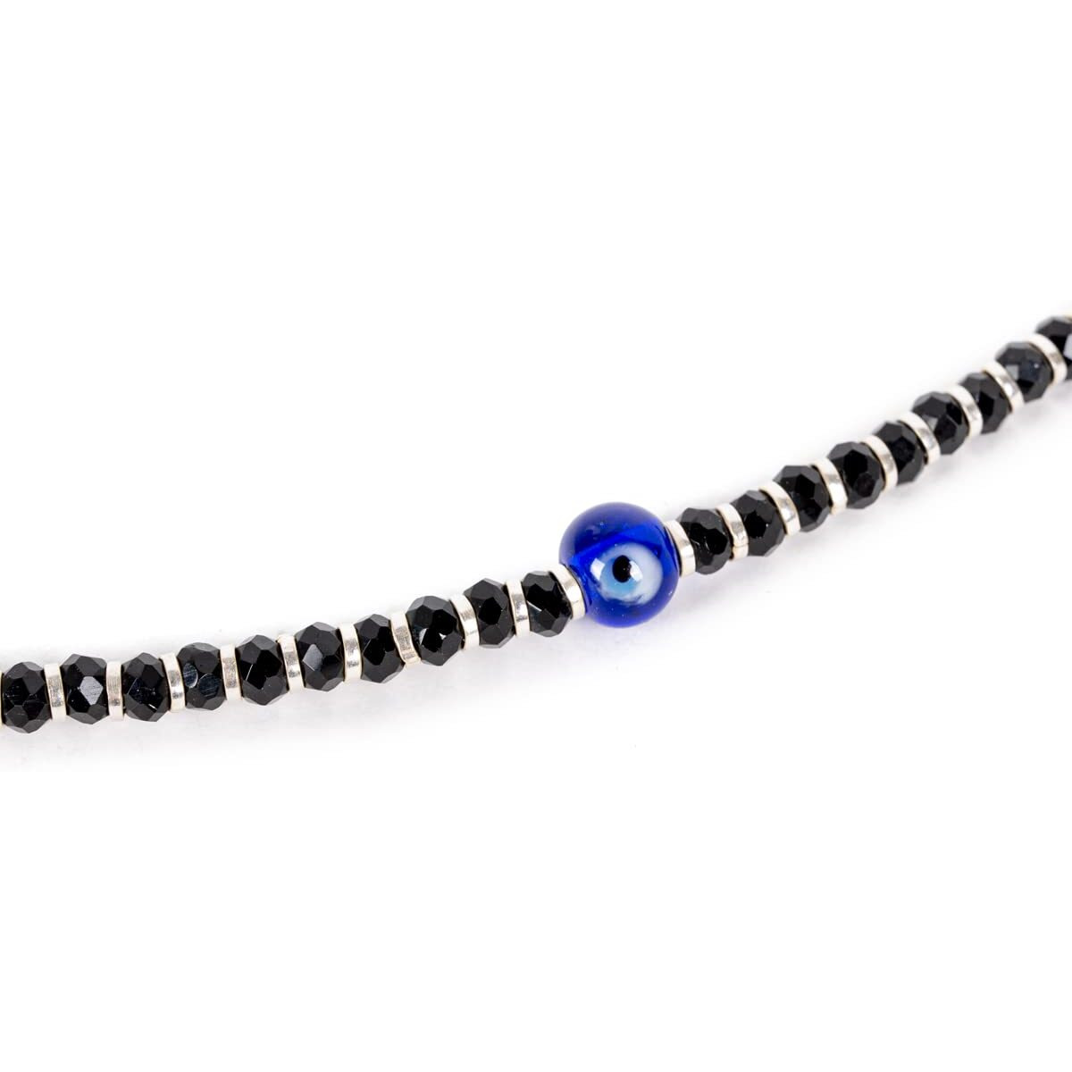 CHOTTEY LAL AND SONS 925 Sterling Silver Evil Eye Adjustable Bracelet Cum Anklet For Girls, Boys, Men & Women