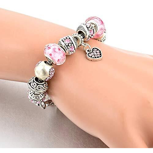 YouBella Jewellery Silver Plated Stylish Latest Crystal Bracelet Bangle Jewellery For Girls and Women (Pink)