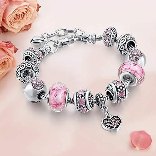 YouBella Jewellery Silver Plated Stylish Latest Crystal Bracelet Bangle Jewellery For Girls and Women (Pink)