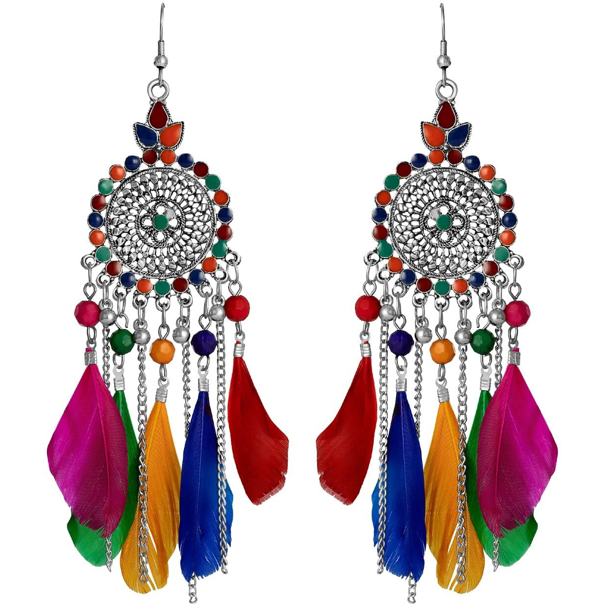 Shining Diva Fashion Latest Stylish Oxidised Feather Earrings for Women and Girls (11234er)