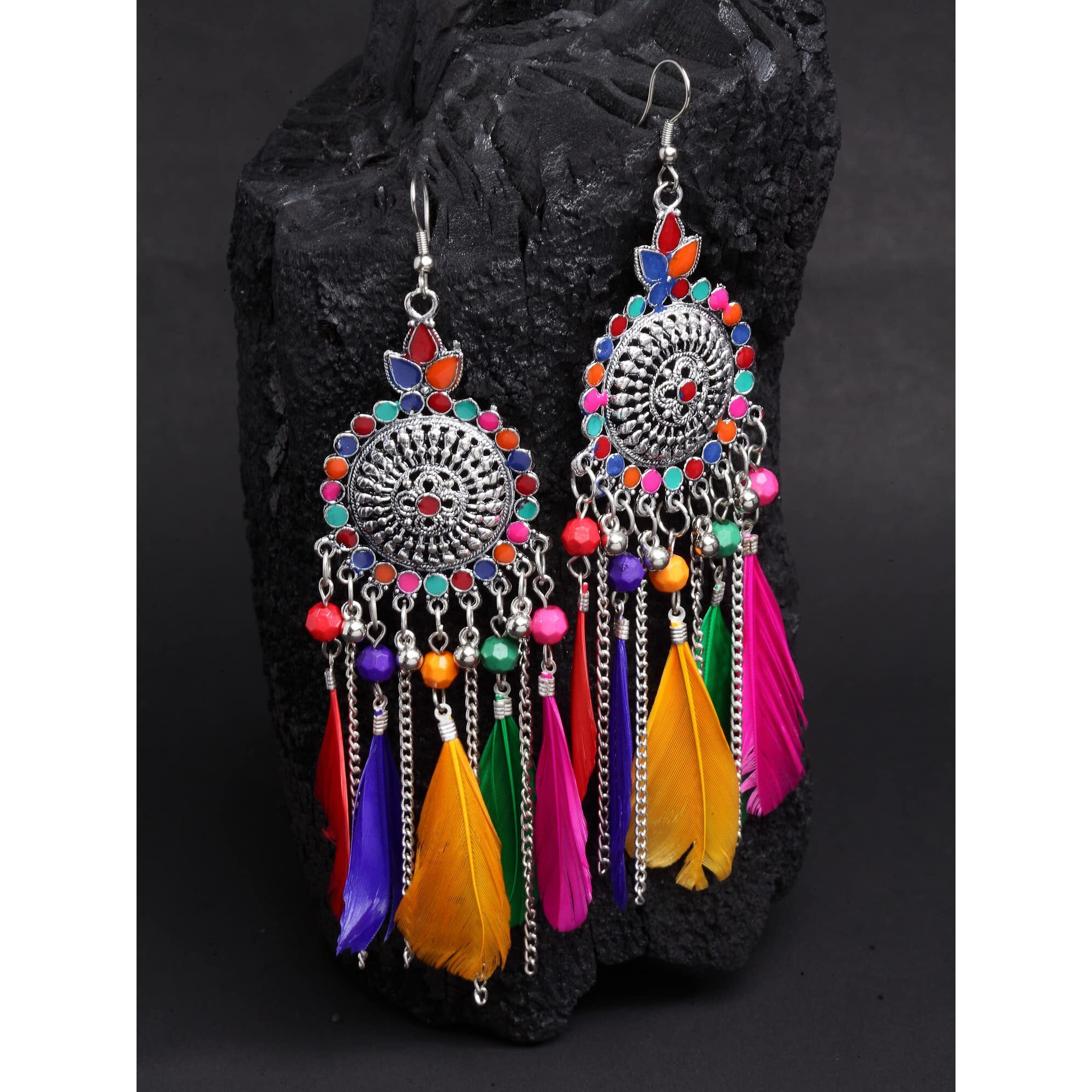 Shining Diva Fashion Latest Stylish Oxidised Feather Earrings for Women and Girls (11234er)
