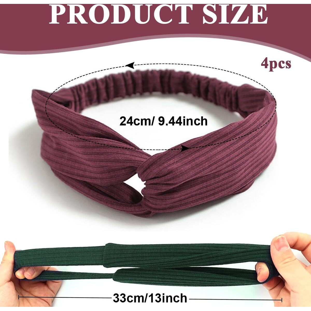 MAYCREATE Headband for Women Girls, Stretchy Turban Hair Bands Hair Wrap Head Bands, Soft Twisted Knots Hairband for Face Clean, Makeup, Yoga, Workout (Multi C)