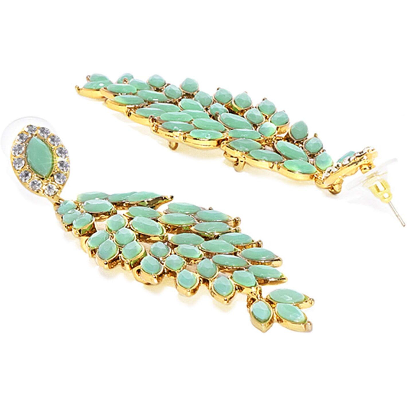 Mahi Gold Plated Dazzling marquise mint green crystals dangler earrings for girls and women ER1109557G