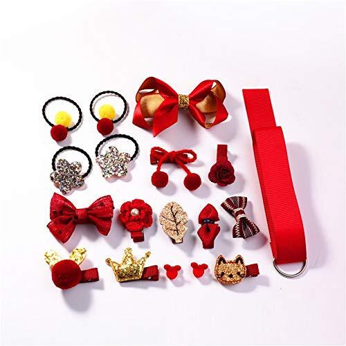 BabyMoon 18Pcs/Set Mix Style Headwear Set Children Accessories Ribbon Bow with Full Covered Clips Hairpins for Girls Princess Crown Headdress Hair Accessories with Gift Box