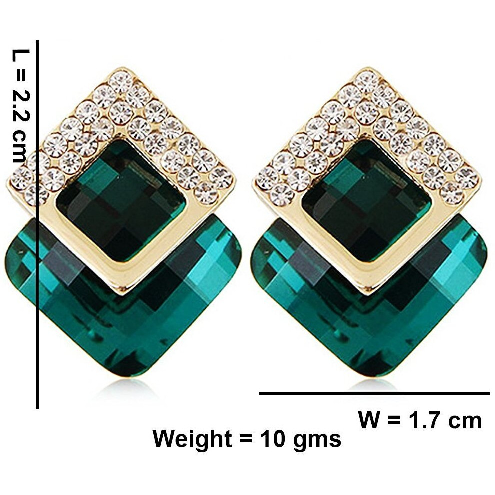 Shining Diva Fashion Earrings For Girls Stylish Latest Fancy Green Crystal Earrings For Women (8776Er)