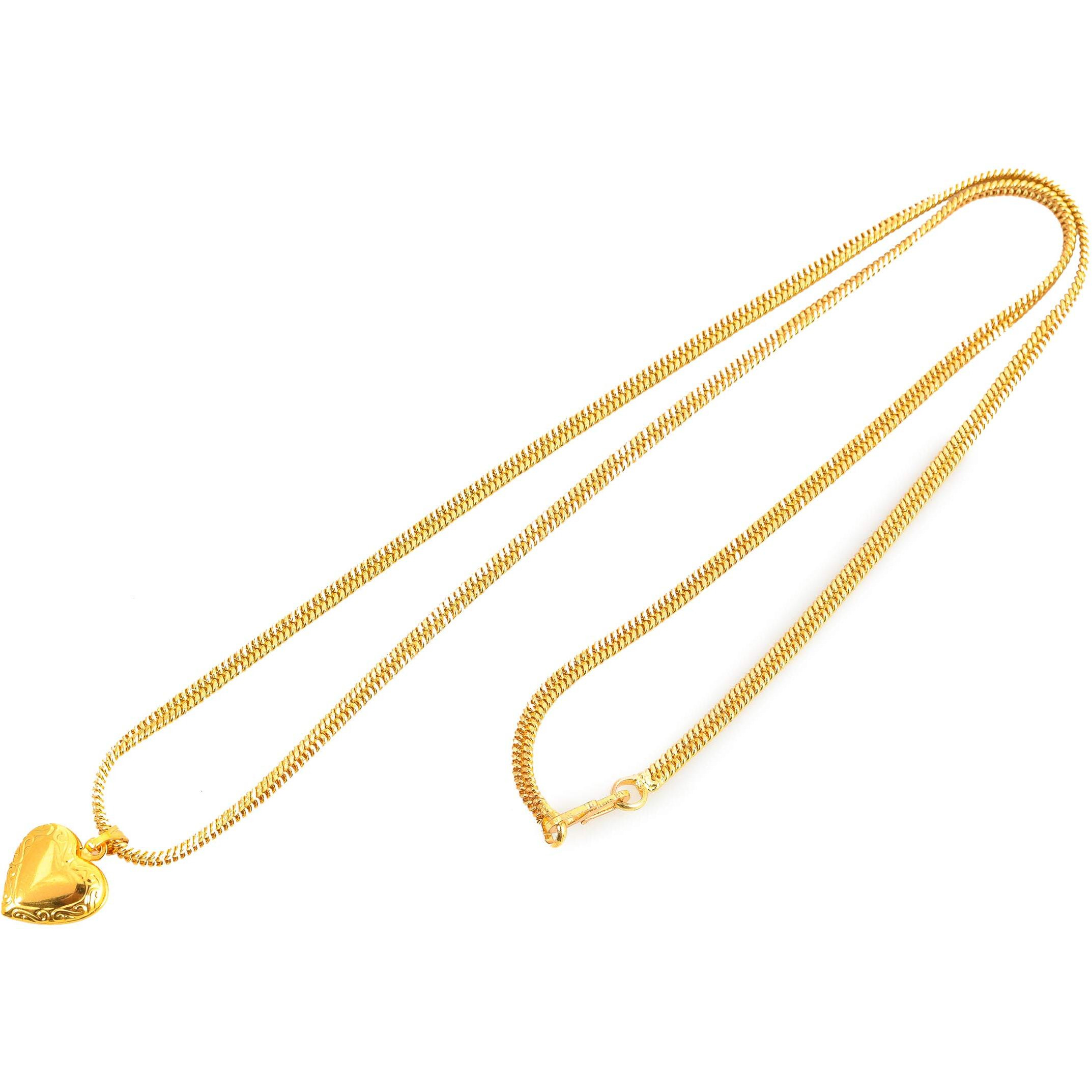 Handicraft Kottage Heart Shape Love Locket Pendant | Open Heart Pendant Chain Jewellery For Women/Girls Valentine Day gift | Gold plated Heart Photo Pendant with Chain for Women