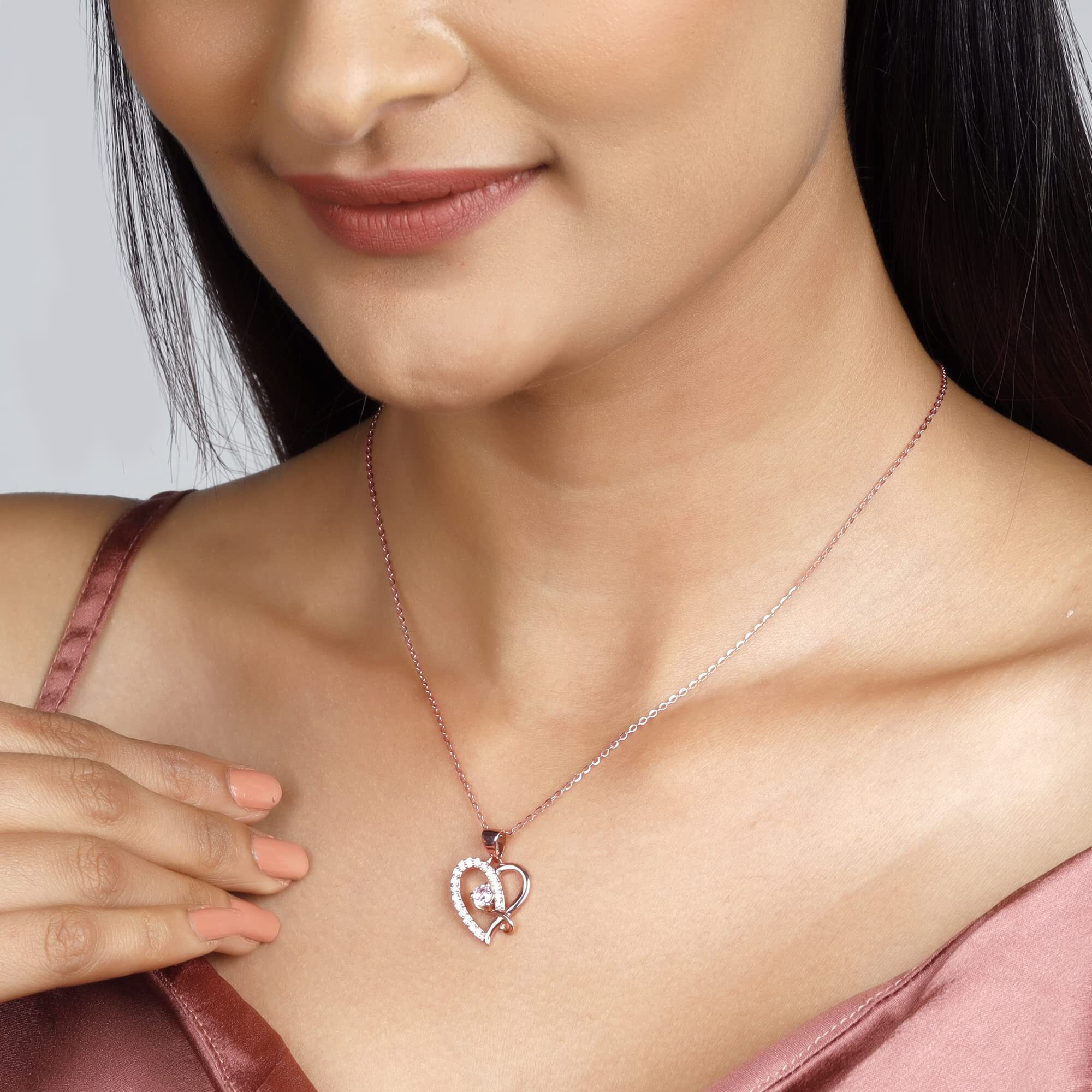 GIVA 925 Silver Rose Gold Music In My Heart Pendant|Gifts For Girlfriend,Rakshabandhan Gift For Sister Bhabhi,Gifts For Women&Girls|With Certificate Of Authenticity And 925 Stamp|6 Month Warranty*
