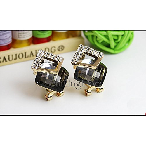Shining Diva Fashion Italian Designer Collection Gold Plated Drop Earrings for Women (Grey)(9737er)