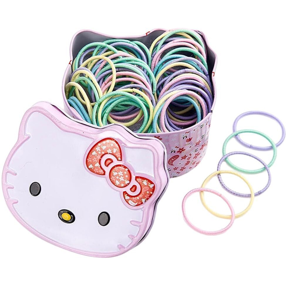 Shining Diva Fashion 100 pcs Combo Elastic Hair Bands Ties Accessories for Kids Baby Girls Women with Tin Kitty Box (15525zb)