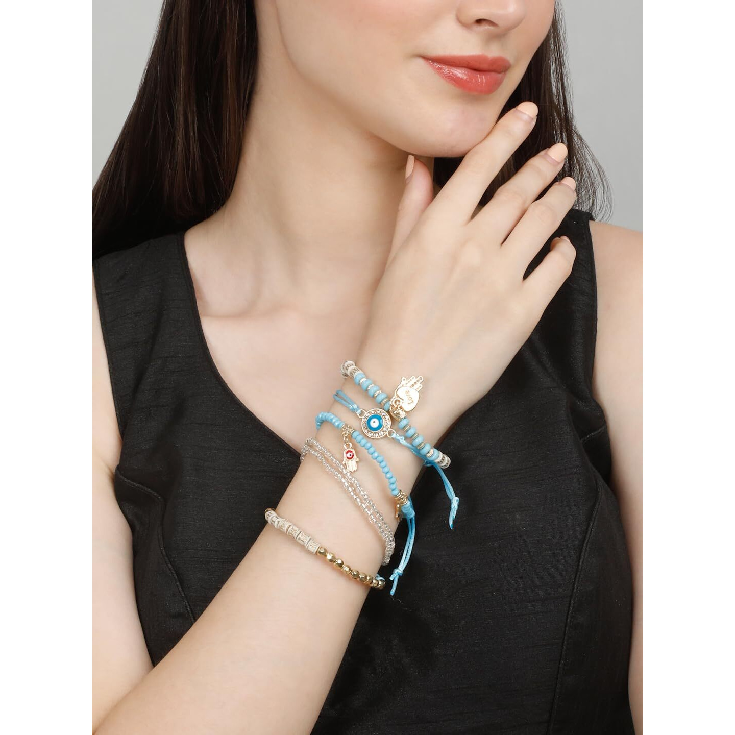 YouBella Jewellery for Women Evil Eye Bracelet for Girls and Women (Light Blue)