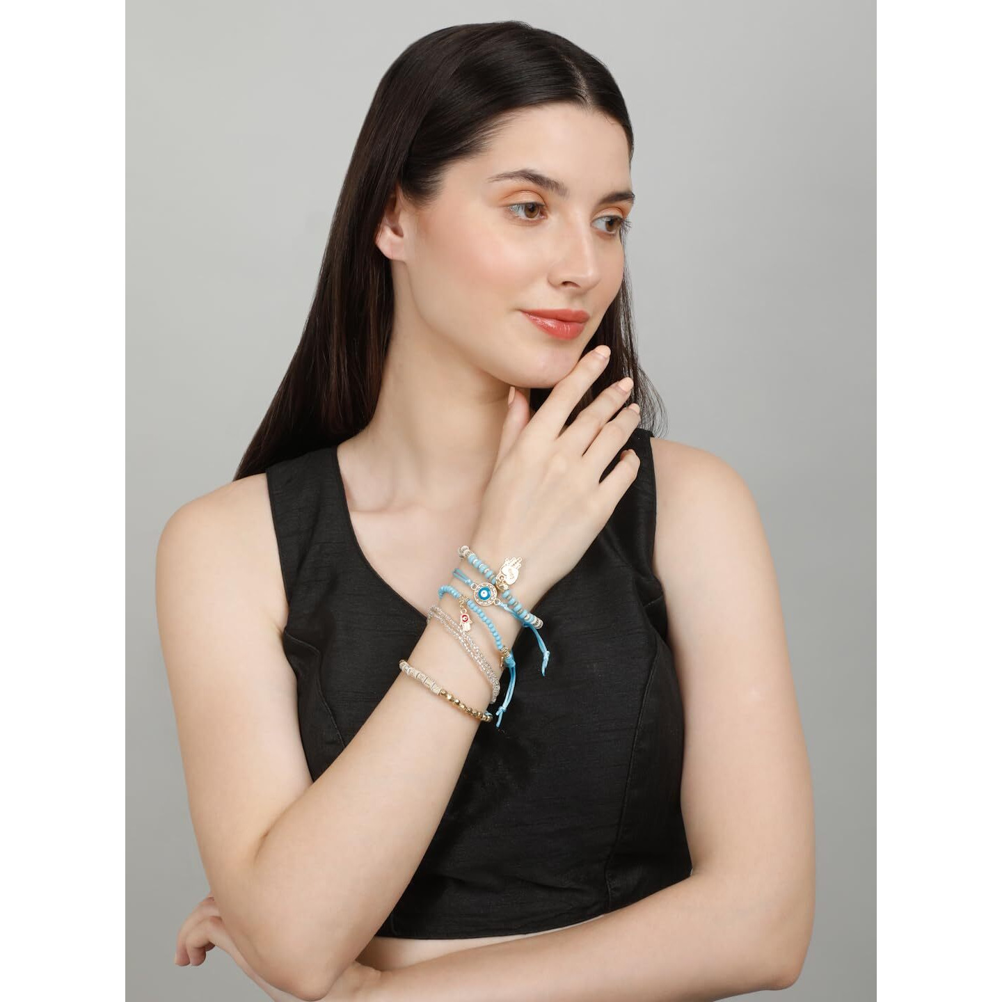 YouBella Jewellery for Women Evil Eye Bracelet for Girls and Women (Light Blue)