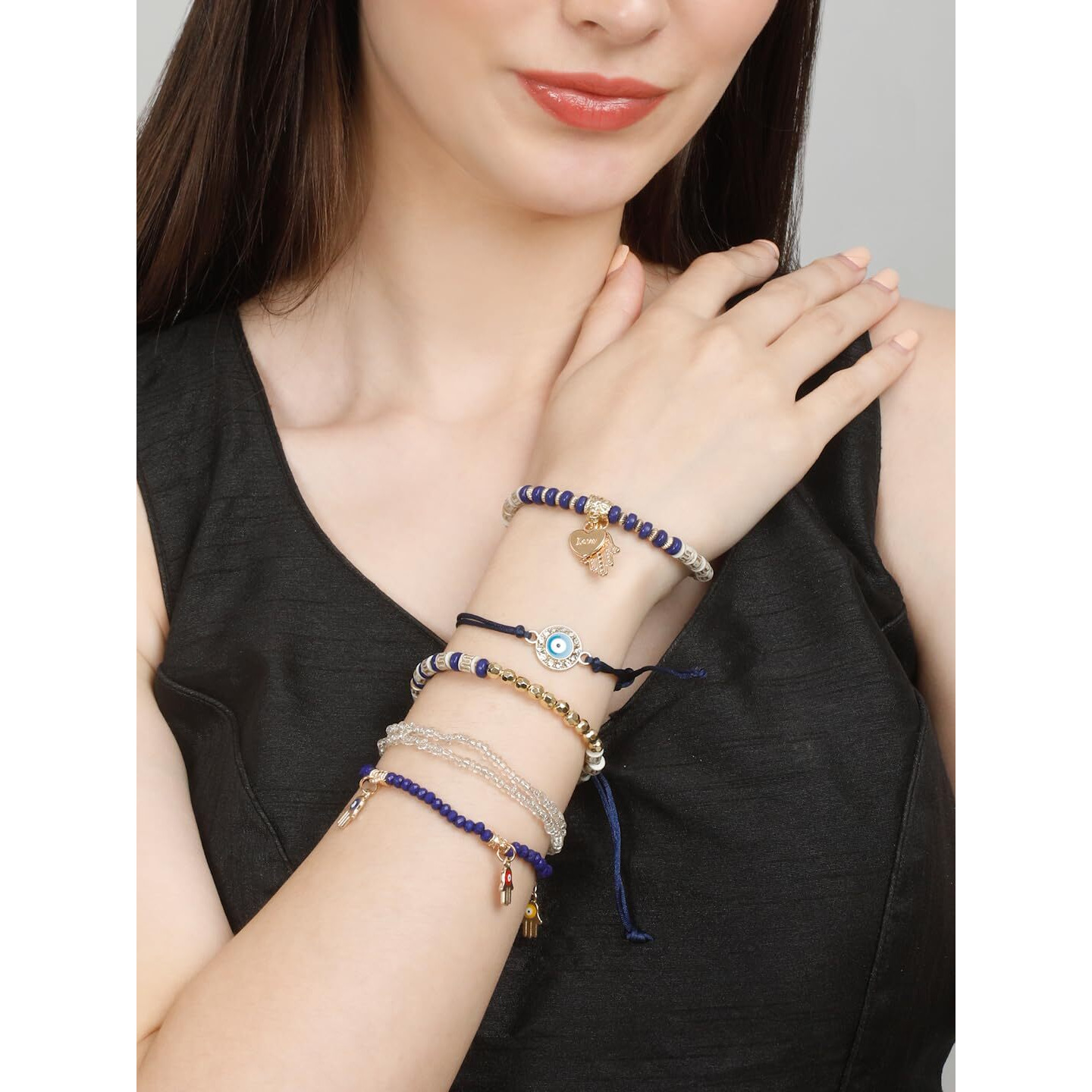 YouBella Jewellery for Women Evil Eye Bracelet for Girls and Women (Dark Blue)