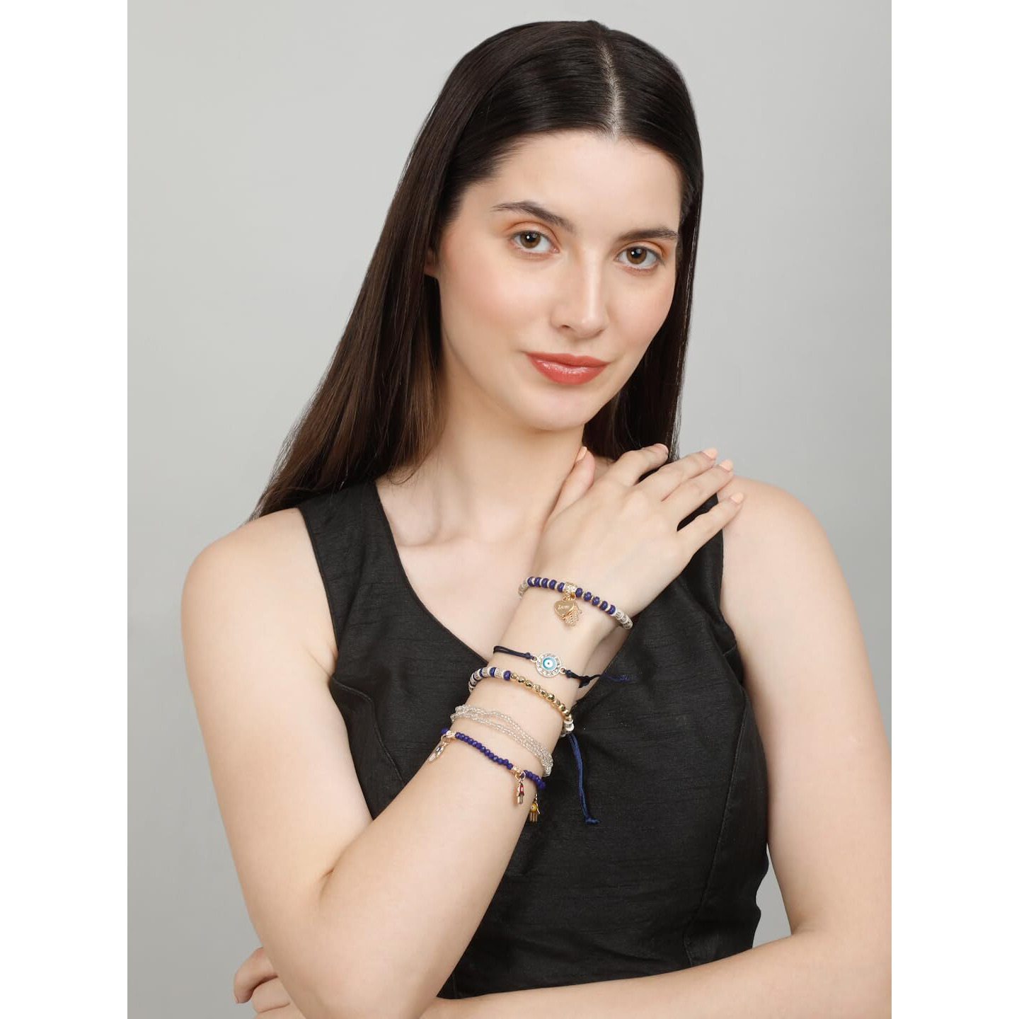 YouBella Jewellery for Women Evil Eye Bracelet for Girls and Women (Dark Blue)