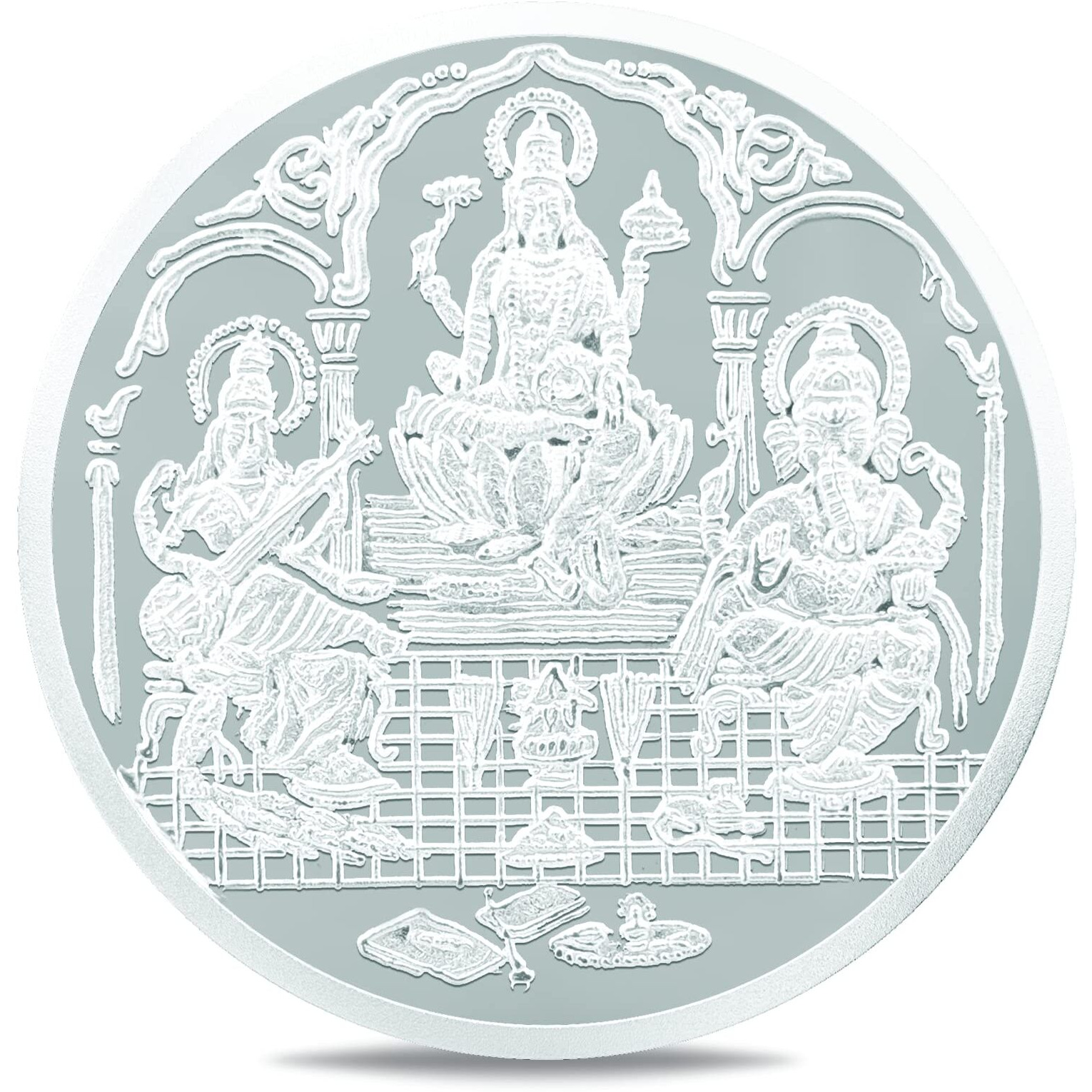 Aditya Jewellers Hallmarked 999 Pure Silver Trimurti Coin Round, 1 Gram