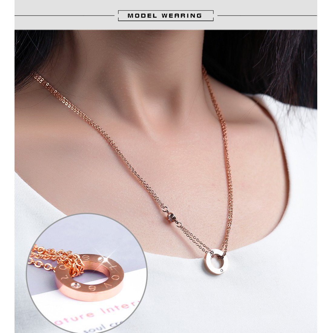 Yellow Chimes Western Style Fate Love Rose Gold Stainless Steel Never Fading Pendant for Women & Girls