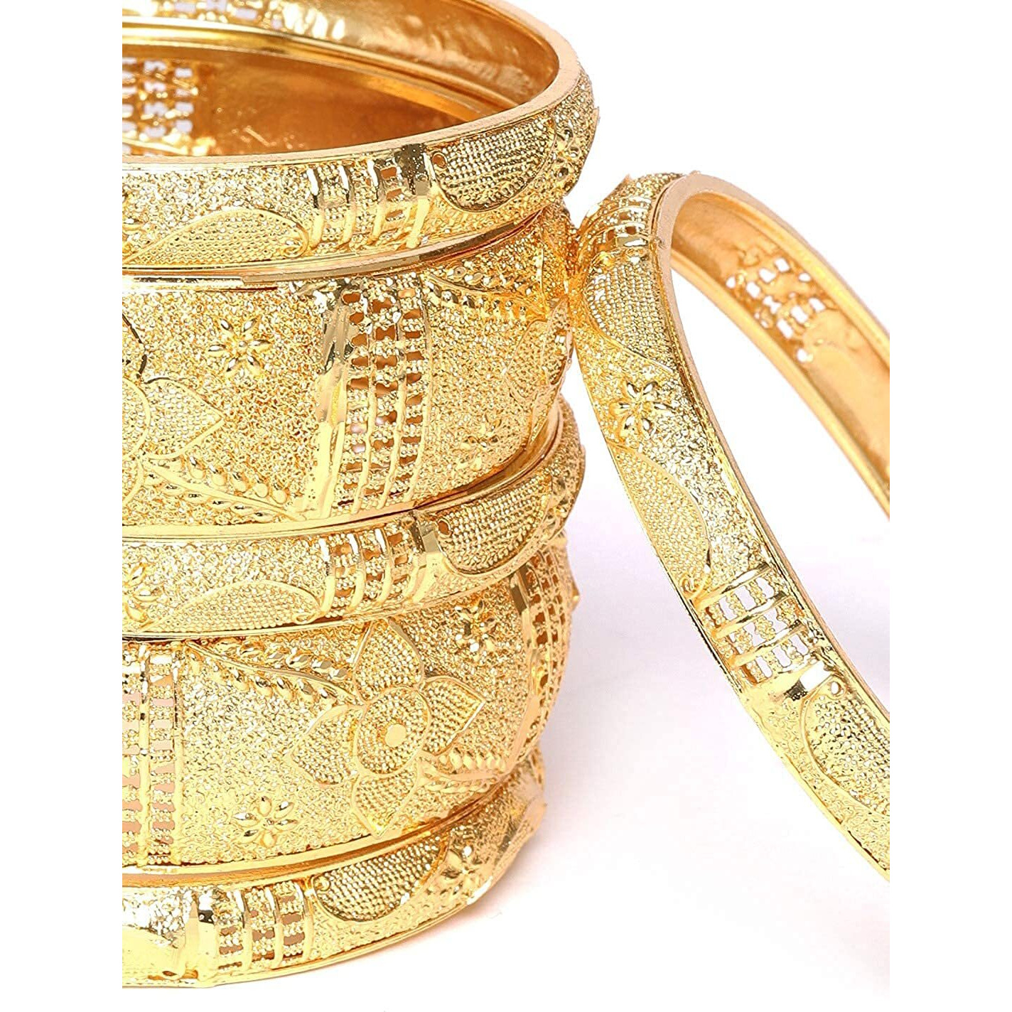 YouBella Fashion Jewellery Traditional Gold Plated Original Gold Look Bracelet Bangle Set of 6 Bangles Jewellery For Girls and Women (2.8)