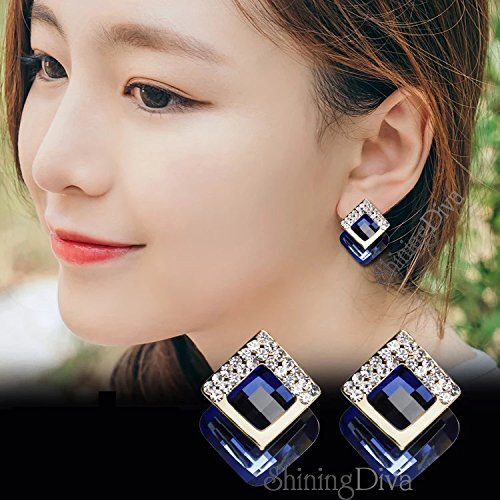 Shining Diva Fashion Latest Stylish Fancy Stud Tops Earrings for Women and Girls (Blue)(8777er)