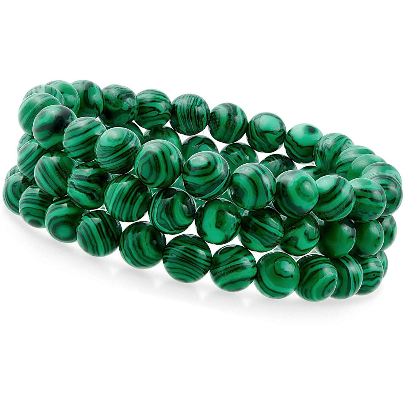 Young & Forever Gift Dvine Spiritual Natural Semi-Precious Malachite Reiki Bracelet for Men and Women Set of 3